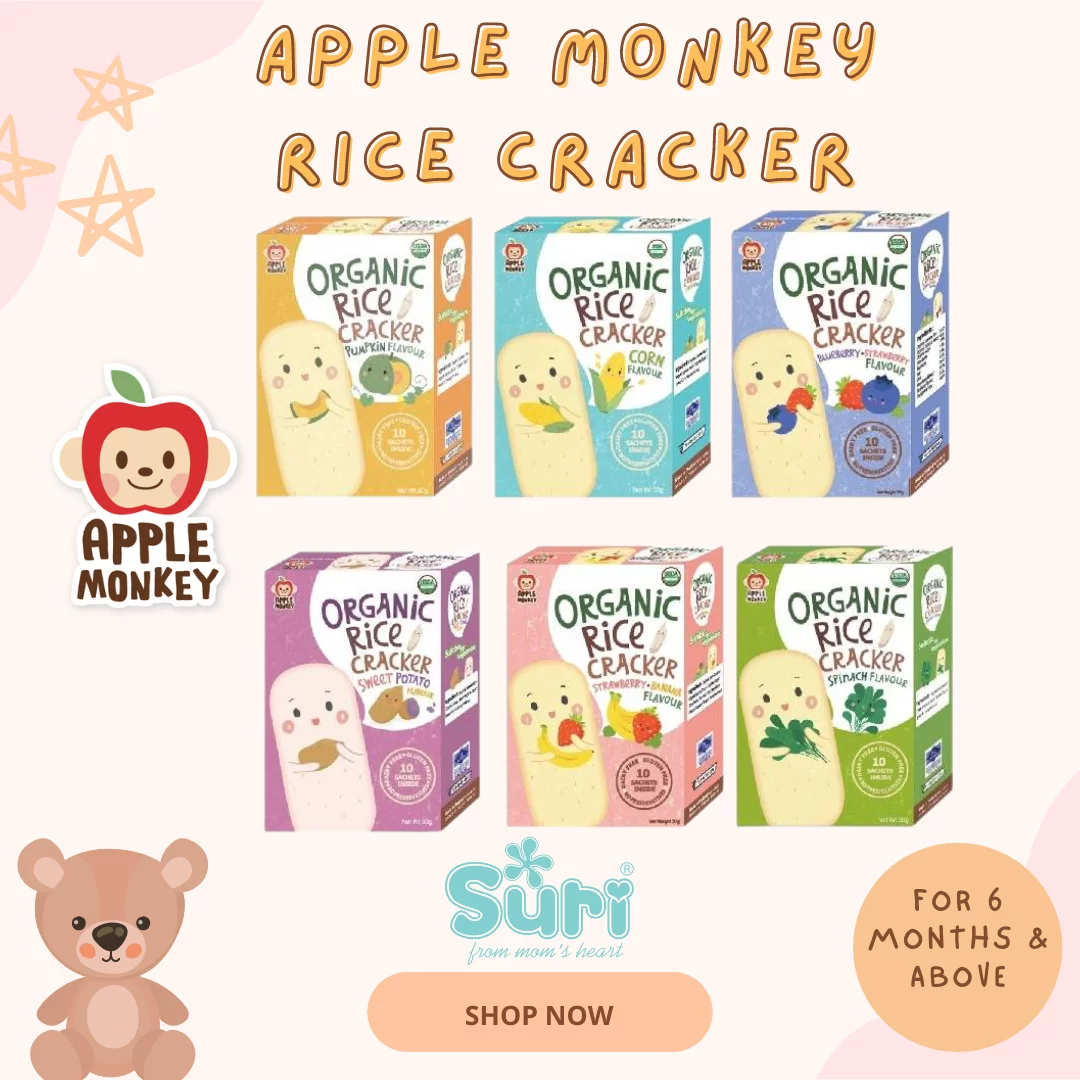 APPLE MONKEY ORGANIC RICE CRACKER (For 6 months+)