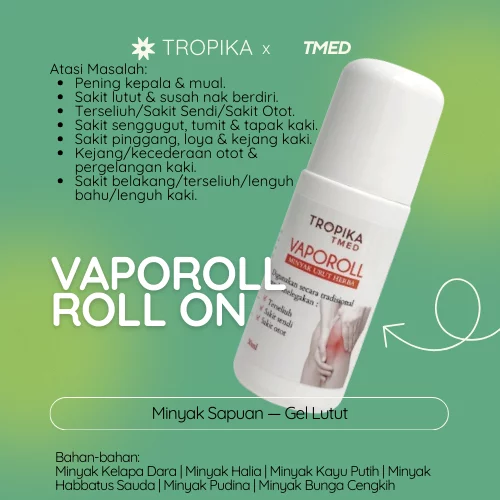 TROPIKA VAPOROLL Gel Lutut Minyak Sapuan Roll On
